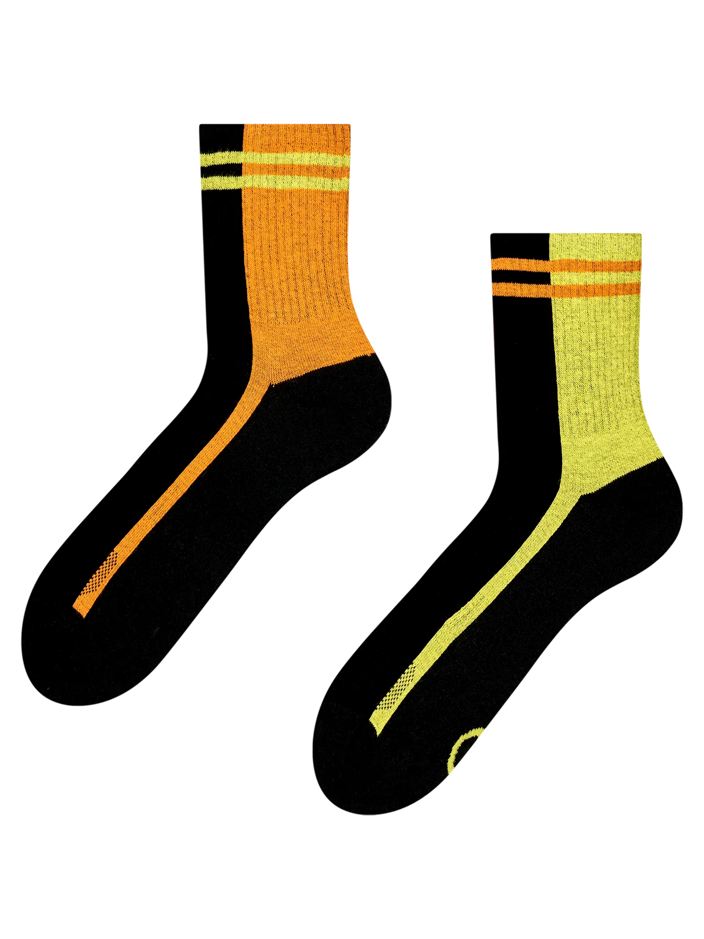 Vrolijke functionele crew-sokken Lime & oranje gestreept
