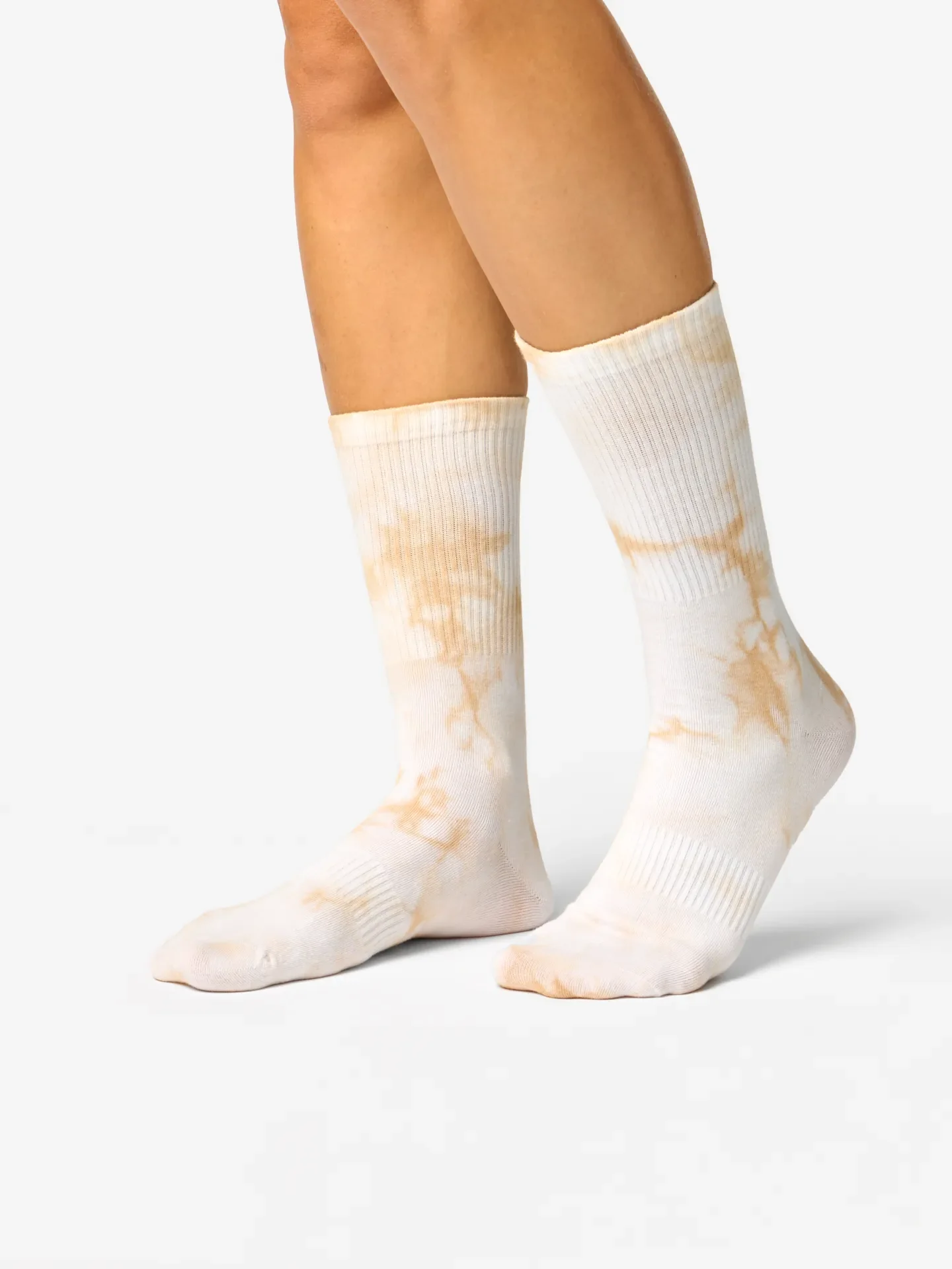 Beige tie-dye geribbelde sokken - Image 3