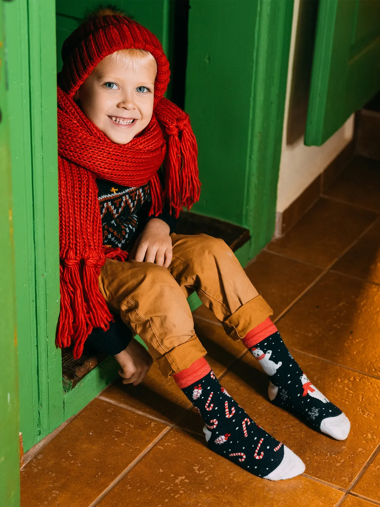Vrolijke warme kindersokken Kerstmis IJsbeer - Image 2