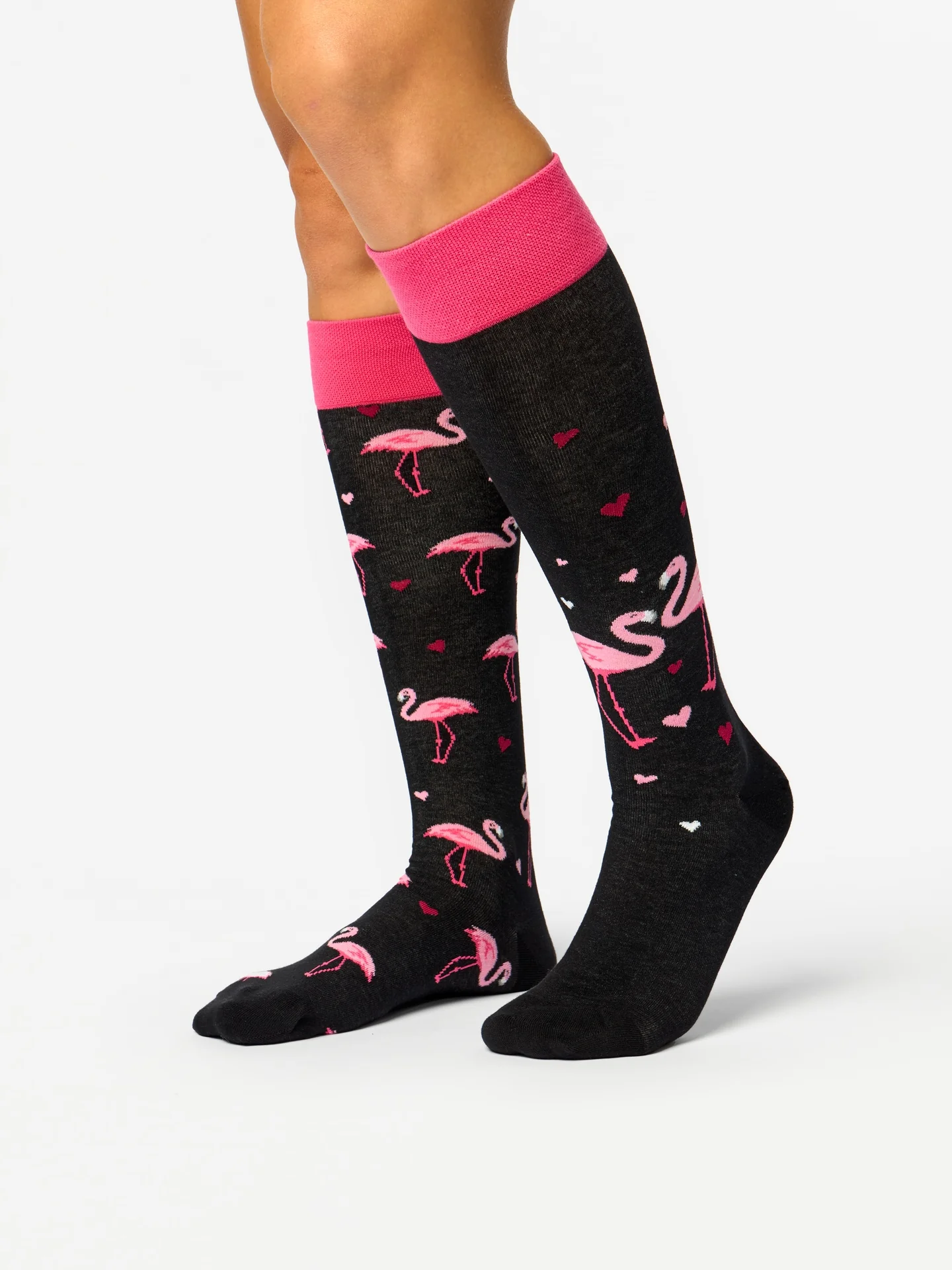 Vrolijke kniekousen Flamingo's & harten - Image 3