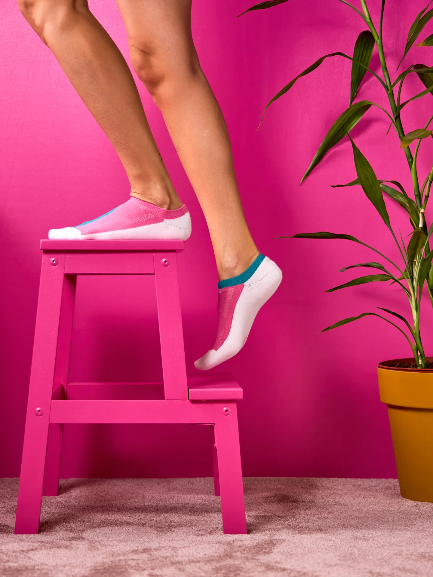 Roze en turquoise functionele sneakersokken - Image 4